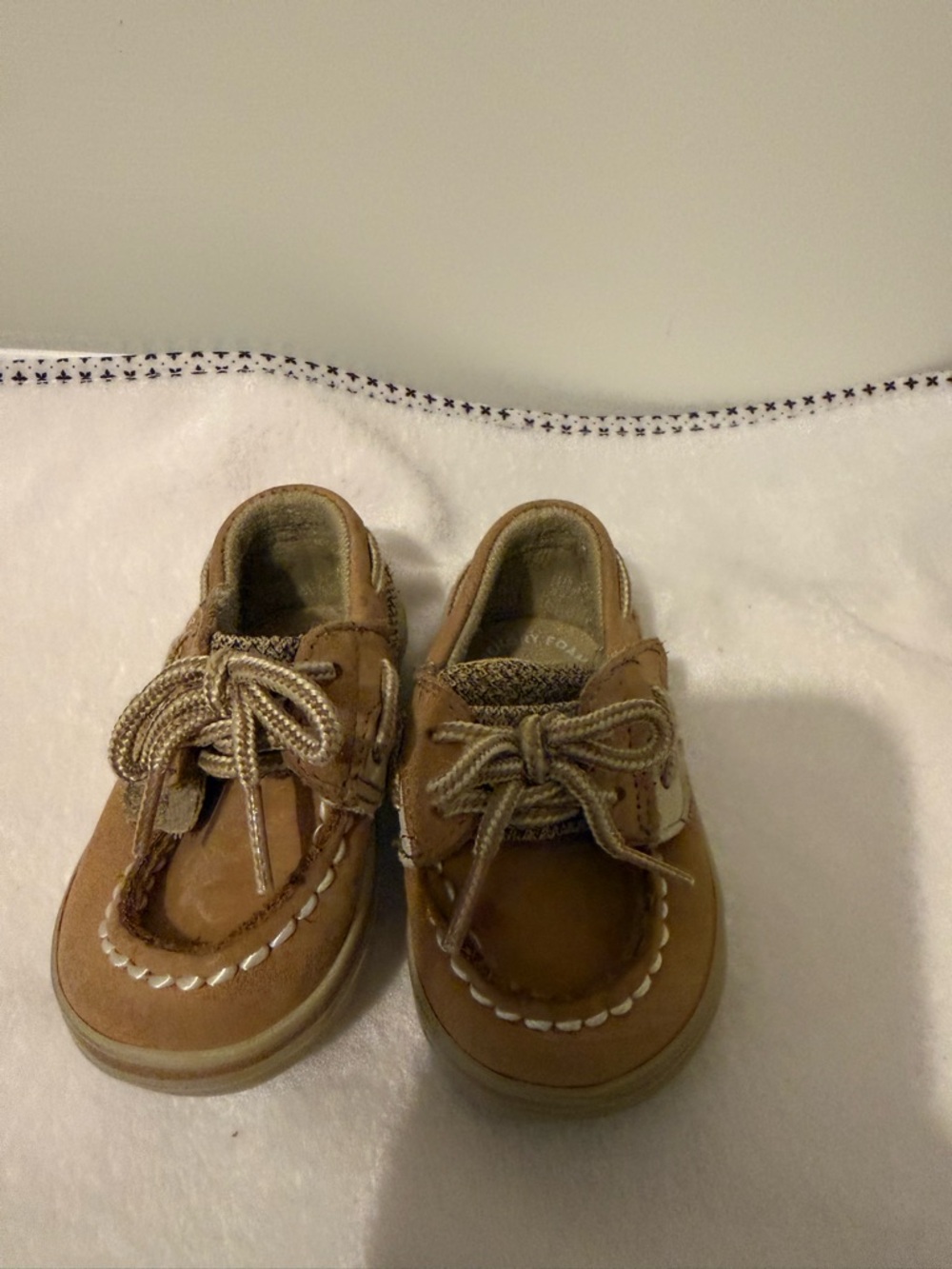 Sperry Little Kid Tan Boat Shoes with Contrast Stitching